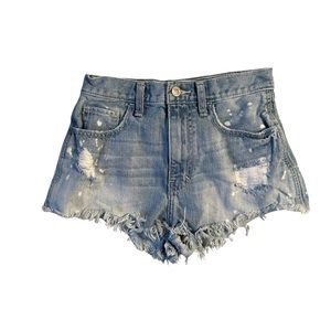 Distressed Blue Denim Hollister Shorts